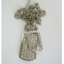 Cubic Zircon Double Dog Tag Hip Hop Necklace Ice Shimmering 28 Inches