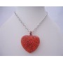 Red Heart Red Cubic Zircon Heart Pendant Hip Hop Shimmering w/ CZ