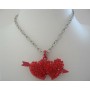 Double Heart w/ Arrow Pendant Necklace Red Cubic Zircon Hearts Pendant