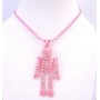 Sexy Pink Halloween Skeleton Pendant Necklace Fully Body Cubic zircon
