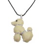 White Poodle Pendant Crystals On Neck Tail & Legs Black Long Necklace