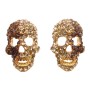 Skull Head Earrings w/ Golden Shadow & Smoked Topaz Crystals Earrings