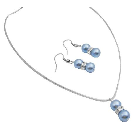 Cool Blue Jewelry w/ Silver Rondells Spacer Jewelry Set