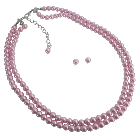 Reasonable Budget Priced Gifts Party Wedding Pink Pearls Necklace Set