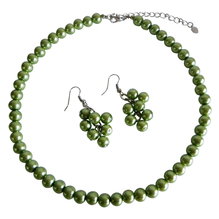 Pearl Jewelry Set Beautiful Green Pearls Unique & Sleek Pearl Necklace Set