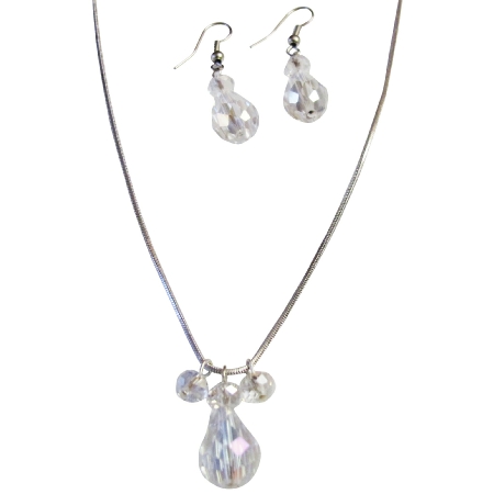 Versatile Jewelry In AB Crystal Teardrop Jewelry Set with AB Round Crystal