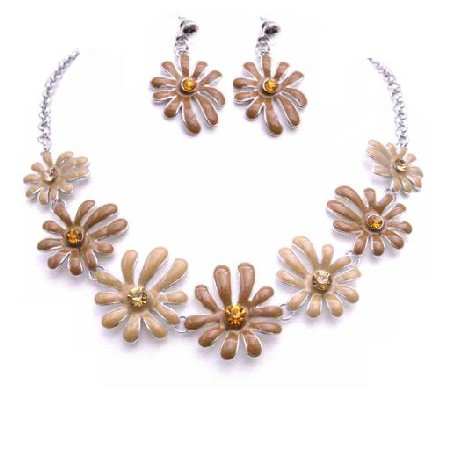 Unique Classic Stylish Jewelry In Latte Mocha Color Flower Jewelry