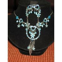 Aqua Blue Rhinestones Stunning Necklace Set