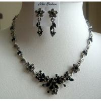 Necklace Set Adorned w/ Brilliant and Sparkling jet Crystals