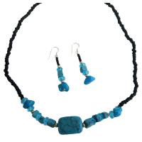 Turquoise Nugget Jewelry Set Black Beaded Necklace Turquoise Choker Set