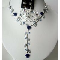 Vintage Necklace Set Adoorned w/ Brilliant Sapphire & Aqua Blue Crystals