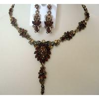 Lovely Necklace Set Copper & Gold Crystals Artoform Jewelry