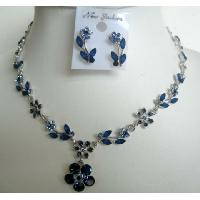 Blue Enameled & Sapphire Crystals Necklace & Earrings Set