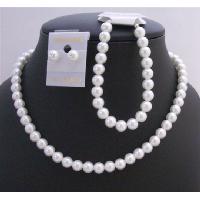 Pure White Soothing Synthetic White Pearls Wedding Jewelry Set White Pearls Complete Set