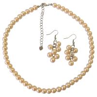 Very Cute & Elegant Peach Pearls Necklace Earrings Set Bridal Bridemaides Gift Jewelry