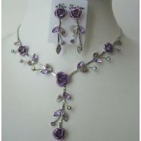 Enamel Crystals Purple Flower Necklace Set Y Shaped 