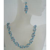 Blue Crystals Necklace Earring Set Necklace Set Adorned w/ Aquamarine Crystals 