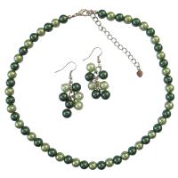 Bridal Bridemaides Pistachu Green Pearls & Dark Green Pearls Necklace Set 