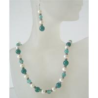 Jade Glass Bead Freshwater Pearls Handcrafted Necklace Set Custom Genuine Bead Jewelry Set Earrings 