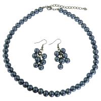 Affordable Bridal Bridemaides Lite Grey Pearls Necklace Set w/ Bunches Of Pearls Earrings