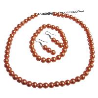 Striking Orange Pearls Complete Set With Bracelet Wedding Prom Jewelry Set Under  Smashing Jewelry Set