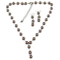 Brown Bridal Dress Necklace Set Drown Down With Silver Rondells Spacer Jewelry Set Silver Plated Chain Necklace Set Bridemaids Gift Jewelry Set