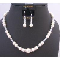 Fashionable Striking Bridemaids Jewelry Ivory Pearls AB Crystals Necklace Sets Chines Crsystals Fascinating Jewelry Set Prom Ivory Pearls Set