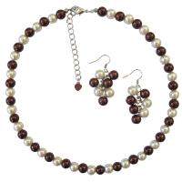 Burnt Brown Pearls Jewelry Set Gift Affordable Wedding Jewelry Ivory Pearls & Brown Pearls Necklace Set Under  Jewelry Set