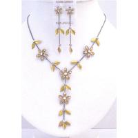 Floral Necklace Set Golden Yellow Jewelry Set Beautiful Y Shaped Necklace Set Prom Wedding Jewelry Set