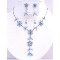 Gorgeous Blue Floral Necklace Set Blue Jewelry Set Beautiful Y Shaped Necklace Set Prom Wedding Jewelry Set