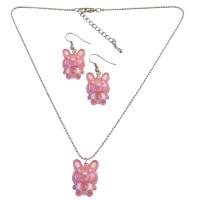 Jewelry Pink Rabit Easter Jewelry Set Necklace & Earrings Cute Gift For Girls Jewelry