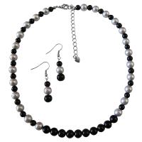 Need A Fabulous Gift For That Special Wedding Silver & Black Dress Jewelry Pearls Necklace Set