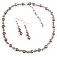Prom Flower Girl Wedding Party Cheap Jewelry Chinese AB Crystals & Champagne Pearls Necklace Set