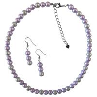 Fabulous Striking Lilac & Silver Pearls Combo Jewelry Set Bridal Wedding Set