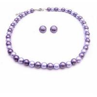 Prom Jewelry Stud Earrings Lilac And Purple Pearls Necklace Set