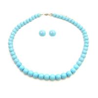Pearls Jewelry Set For Bridemaids In Blue Pool Color Necklace Stud Set