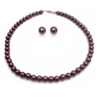 Bridesmaid Gifts Bridesmaids Jewelry Pearls Bridal Jewelry Dark Purple Pearls Jewelry Set