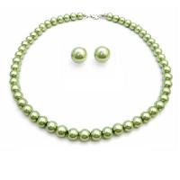 Inexpensive Peridot Jewelry Green Pearls Wedding Jewelry Set