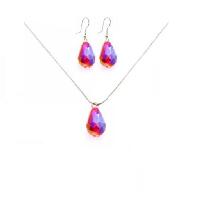 Chinese Crystals Siam Red Teardrop Necklace Set Gift Jewelry