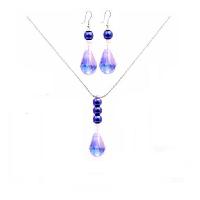 Crystals Teardrop Necklace Set Lite AB Lite Sapphire Teardrop Necklace Set Wedding Jewelry Set