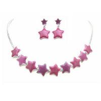 Christmas Jewelry Star Charm In Row Jewelry Set In Beautiful Pink & Fuschia Stars