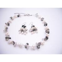 Onyx Nugget & Freshwater Pearls Necklace Set
