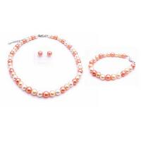 Never Before Orange Pearls Wth Peach & White Complete Set Handmade Jewelry