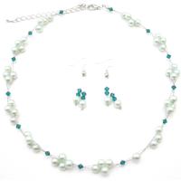 Are You Looking For Mint Green Pearls Jewelry With Genuine Swarovski Green Palace Crystals Necklace Set