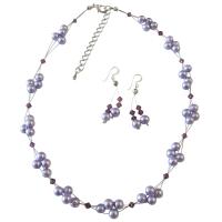 The Perfect Prom Wedding Flower Girl Jewelry Lilac Pearls & Amethyst Crystals Swarovski Crystals Necklace Set