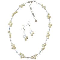 Wholesale Wedding Jewelry Affordable Price Ivory Pearls With Genuine Swarovski AB Crystals Necklace Set