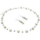 Illusion Necklace Wedding Jewelry Lime Green Pearls Sapphire Crystals
