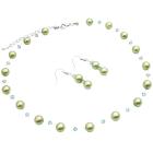 Prom Bridesmaid Bridal Beautiful Affordable Jewelry Green Pearls with Swarovski Erinite Crystals