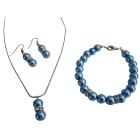 Inexpensive High Quality Blue Pearls Complete Jewelry