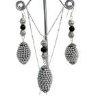 Artisan Creation Gift Ethnic Tribal Jewelry Silver Black Jewelry Set